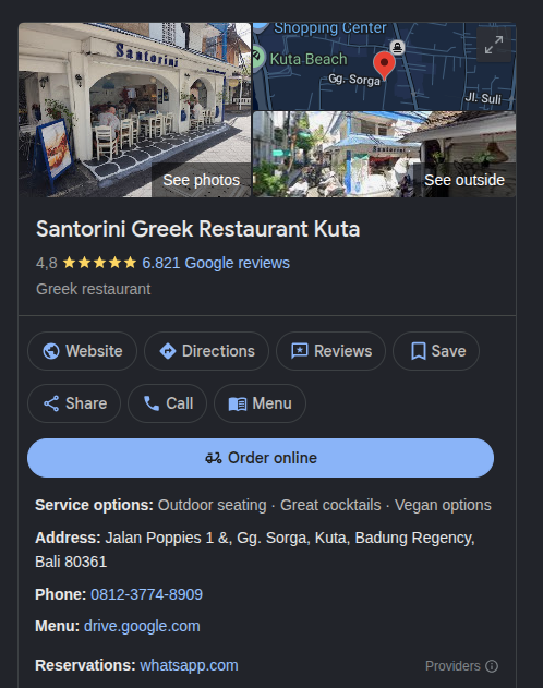 Santorini Greek Restaurant Kuta - Sesudah